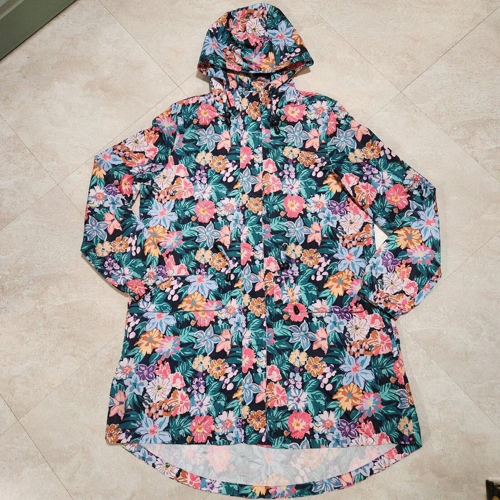 Vera Bradley Womens S Small Colorful Floral Water Resistant Raincoat Rain Jacket - Picture 7 of 16